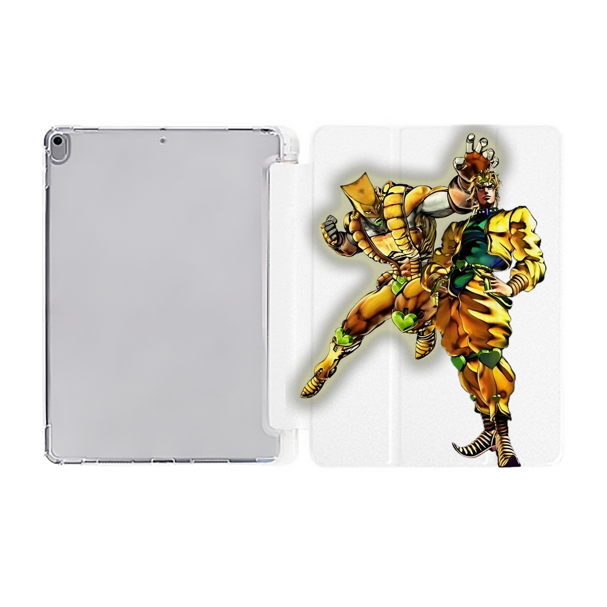（画像用） ジョジョの奇妙な冒険 ディオ?ブランドー JoJo's Bizarre Adventure Dio Brando IPad ケース ペン収納付き 三つ折りスタンド PUレザー×シリコン 対応機種9.5/10.5/10.9インチ
